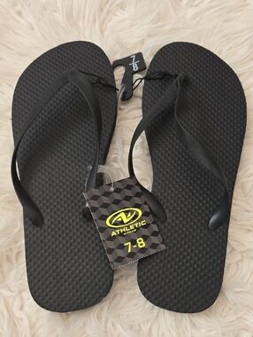 Athletic Works Black Textured Flip Flops